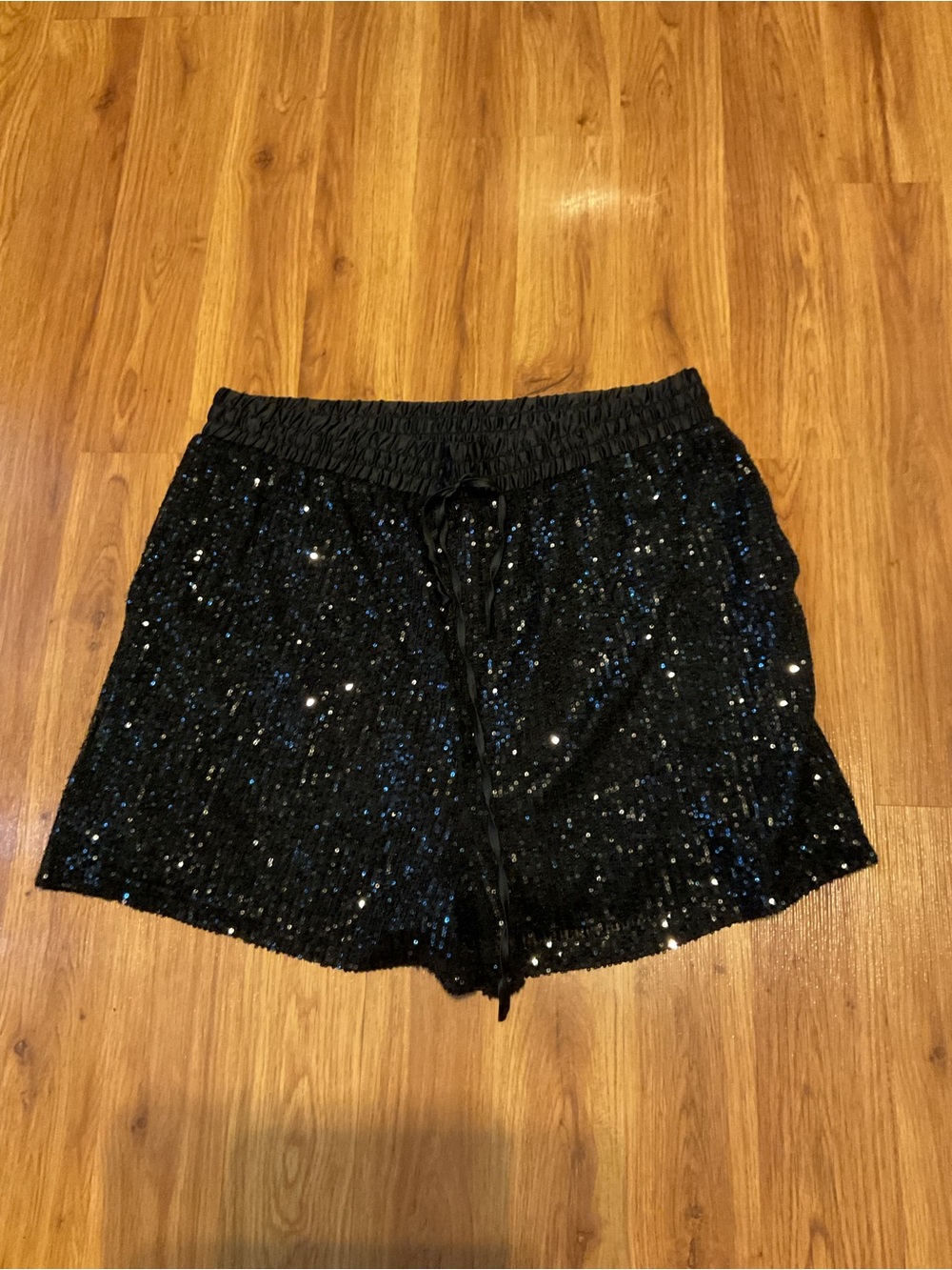 Women’s Black Sequins Pull On Shorts By Mittoshop Size 2X